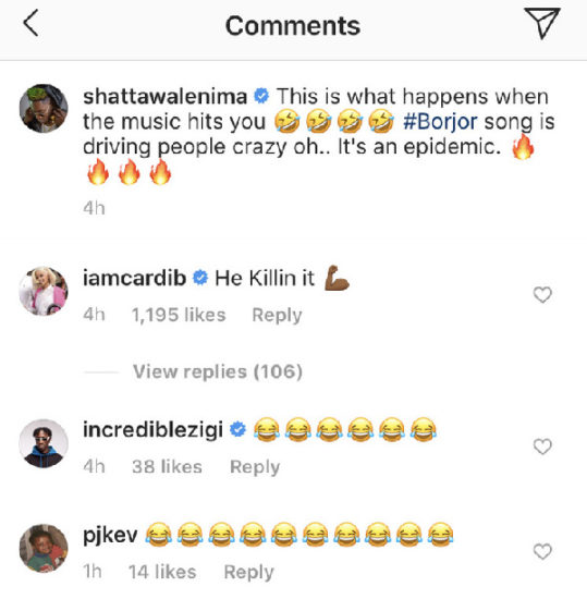 Cardi B's reply to Shatta Wale