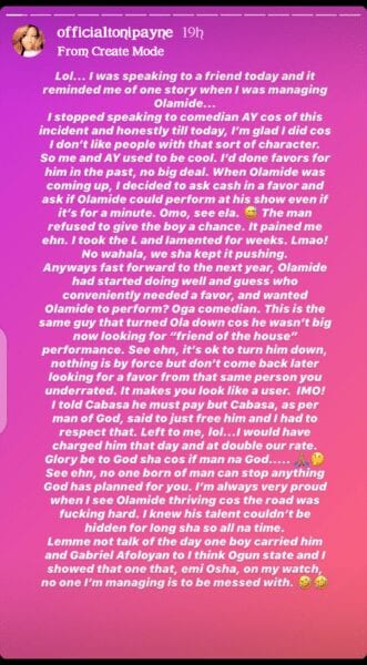 Tonipane Reveals How AY Refused to Allow Olamide to Perform at his show