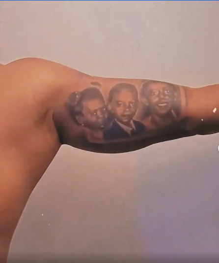 Falz gets tattoos of Parents and Sisters