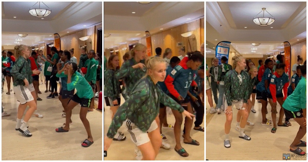 Nigeria U-17 Flamingos, dance to Kizz Daniel's song Odo with Germany players to celebrate their win