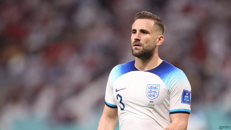 Luke Shaw issues a caution to Kylian Mbappe before England's World Cup quarterfinal